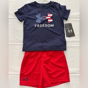 Boys Under Armour short set. Flag Freedom logo. Red/White/Blue new with tags